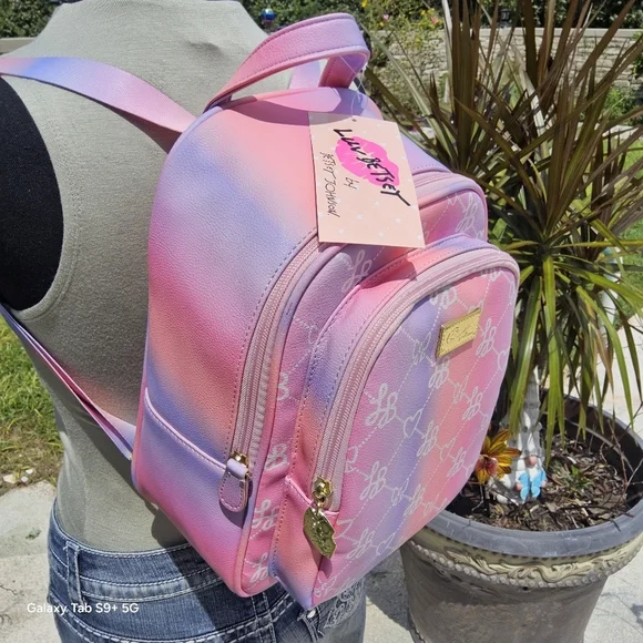 NWT LUV BETSEY PINK n MULTI COLOR UMBRE LOGO BACKPACK - Picture 2 of 4